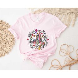 Magic Kingdom Castle Shirt, Disney Vacation Shirt, Disney Family Shirt, Floral Castle Spring Shirt, Disney Trip Shirt, F