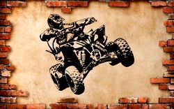 The Racer On The Quad Bike Sticker, ATV, All Terrain Vehicle, Extreme Sport, Wall Sticker Vinyl Decal Mural Art Decor