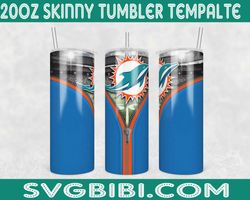 Miami Dolphins Zipper Tumbler Wrap, Football Tumbler Png, Skinny 20oz Tumbler Wrap, NFL Tumbler PNG, Miami Dolphins PNG