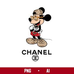 Mickey Wear Glasses Chanel Png, Chanel Logo Png, Mickey Png, Fashion Brand Png, Disney Chanel Png, Ai Digital File