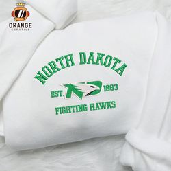 North Dakota Fighting Hawks Embroidered Sweatshirt, NCAA Embroidered Shirt, Embroidered Hoodie, Unisex T-Shirt