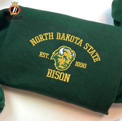 North Dakota State Bison Embroidered Sweatshirt, NCAA Embroidered Shirt, Embroidered Hoodie, Unisex T-Shirt