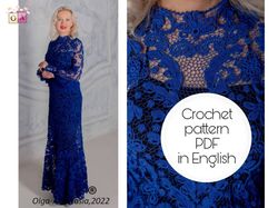 Dress Irish lace crochet pattern , crochet pattern , crochet dress pattern , crochet lace pattern , crochet  lace motif.