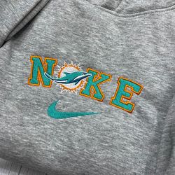 Nike Miami Dolphins Embroidered Sweatshirt, NFL Embroidered Sweatshirt, Embroidered NFL Shirt, Hoodie