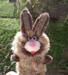 Big rabbit finger puppet toy plush bunny soft montessorri toy Stuffed faux fur bunny Woodland animal rabbit plush