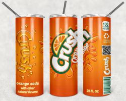 Crush Orange Soda Tumbler Wrap Design - JPEG & PNG - Sublimation Printing - Soda / Pop - 20oz Tumbler