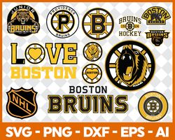 Boston Bruins Hockey Svg, NHL National Hockey League Team Svg Logo Clipart Bundle Instant Download SVG - PNG - EPS - PDF