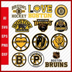 Boston Bruins Hockey Svg, NHL National Hockey League Team Svg Logo Clipart Bundle Instant Download SVG - PNG - EPS - PDF