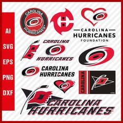 Carolina Hurricanes Svg, NHL National Hockey League Team Svg Logo Clipart Bundle Instant Download SVG - PNG - EPS - PDF