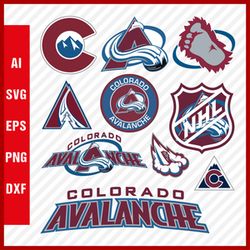Colorado Avalanche Svg, NHL National Hockey League Team Svg Logo Clipart Bundle Instant Download SVG - PNG - EPS - PDF