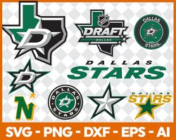 Dallas Stars Svg, NHL National Hockey League Team Svg Logo Clipart Bundle Instant Download SVG - PNG - EPS - PDF