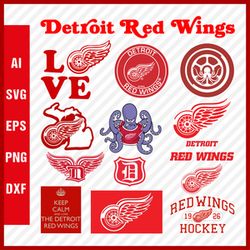 Detroit Red Wings Svg NHL National Hockey League Team Svg Logo Clipart Bundle Instant Download SVG - PNG - EPS - PDF