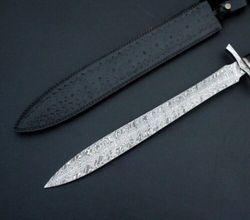 Hand Forged, Damascus Steel, Sword, 30", Handmade, Gladiator Sword, Custom Handle,Mother's Day gift