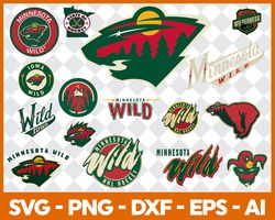 Minnesota Wild Svg NHL National Hockey League Team Svg Logo Clipart Bundle Instant Download SVG - PNG - EPS - PDF