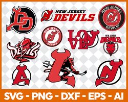 New Jersey Devils Svg, NHL National Hockey League Team Svg Logo Clipart Bundle Instant Download SVG - PNG - EPS - PDF