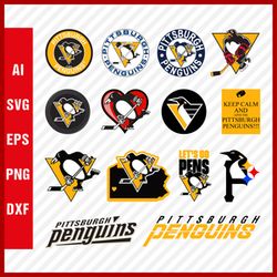 Pittsburgh Penguins Svg NHL National Hockey League Team Svg Logo Clipart Bundle Instant Download SVG - PNG - EPS - PDF
