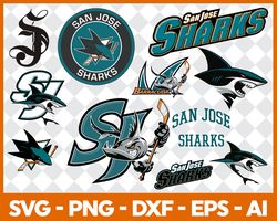 San Jose Sharks Svg NHL National Hockey League Team Svg Logo Clipart Bundle Instant Download SVG - PNG - EPS - PDF