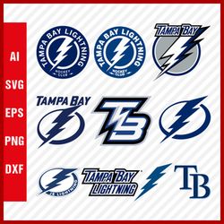 Tampa Bay Lightning Svg NHL National Hockey League Team Svg Logo Clipart Bundle Instant Download SVG - PNG - EPS - PDF