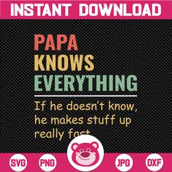 Papa Know Everything Svg, If he doesn't know he makes stuff up really fast SVG, Papa SVG, Father's Day SVG