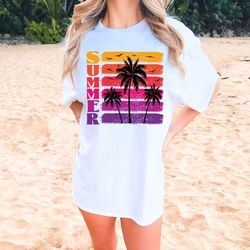Summer Tshirt, Palm Trees And Sunset Tshirt, Summer Beach Tshirt, Summer T Shirt