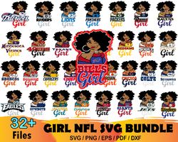 32 Girl NFL Svg Bundle, Nfl Girl Svg, Football Girl Svg