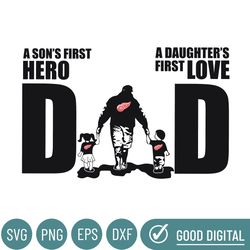 Detroit Red Wings Dad A Sons First Hero Daughters First Love Svg, Fathers Day Gift, Baseball Fan Svg, Dad Shirt, Fathers