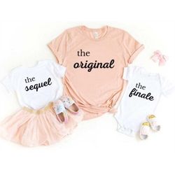 original, sequel, finale pregnancy announcement, matching sibling shirt,baby reveal,gender reveal, baby announcement,big