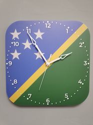 Solomon Islands flag clock for wall, Solomon Islands wall decor, Solomon Islands gifts