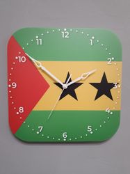 Sao Tomean flag clock for wall, Sao Tomean wall decor, Sao Tomean gifts (Sao Tome and Principe)