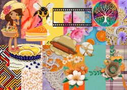 Digital Scrapbooking Kit "Orange Pie", 82 elements