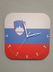 Slovenian flag clock for wall, Slovenian wall decor, Slovenian gifts (Slovenia)