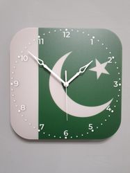 Pakistani flag clock for wall, Pakistani wall decor, Pakistani gifts (Pakistan)