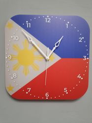 Philippines flag clock for wall, Philippines wall decor, Philippines gifts (Filipinos)