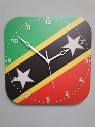 Saint Kitts and Nevis flag clock for wall, Saint Kitts and Nevis wall decor, Kittitian Nevisian gifts
