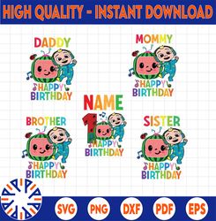 Cocomelon Personalized Name And Ages Birthday Svg, Cocomelon Brithday Png,Cocomelon Family Birthday Png, Watermelon Only