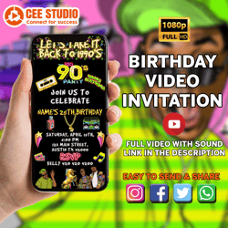 90's Throwback Video Invite, Editable Video Invitation, Any Occasion