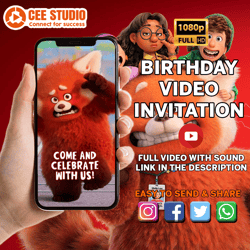 Turning Red Digital Video Invitation Animation with Music