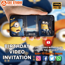 The Rise Of The Gru Birthday Invitation, Premium Minions Birthday Invitation, Premium Edition