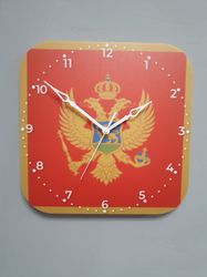 Montenegrin flag clock for wall, Montenegrin wall decor, Montenegrin gifts (Montenegro)