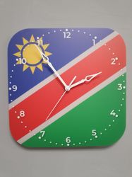 Namibian flag clock for wall, Namibian wall decor, Namibian gifts (Namibia)