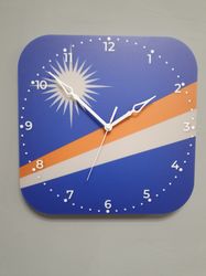 Marshallese flag clock for wall, Marshallese wall decor, Marshallese gifts (Marshall Islands)
