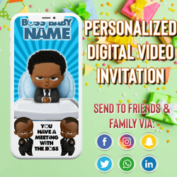 Boss Baby Video Invitation, Personalized Animated Invitation, Boss Baby Boy Invitation, Boss Baby Digital Invitation