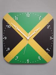 Jamaican flag clock for wall, Jamaican wall decor, Jamaican gifts (Jamaica)