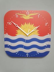 Kiribati flag clock for wall, Kiribati wall decor, Kiribati gifts (Kiribatian)