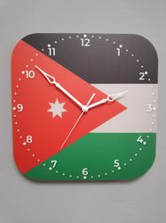 Jordanian flag clock for wall, Jordanian wall decor, Jordanian gifts (Jordan)