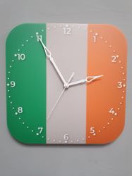 Irish flag clock for wall, Irish wall decor, Irish gifts (Ireland)