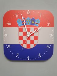 Croatian flag clock for wall, Croatian wall decor, Croatian gifts (Croatia)