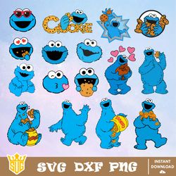 Cookie Monster Svg, Sesame Street Svg, Cricut, Cut Files, Clipart, Silhouette, Printable, Vector Graphics, Download File