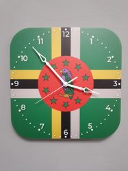 Dominica flag clock for wall, Dominica wall decor, Dominica gifts (Dominica island)