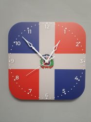 Dominican flag clock for wall, Dominican wall decor, Dominican gifts (Dominican Republic)
